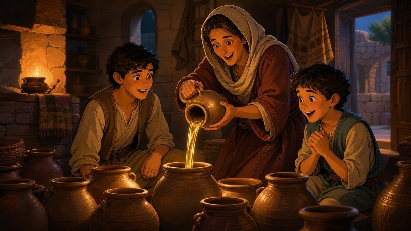 تصویر رویداد: افزوده‌شدن روغن بیوه‌زنی به دست الیشع