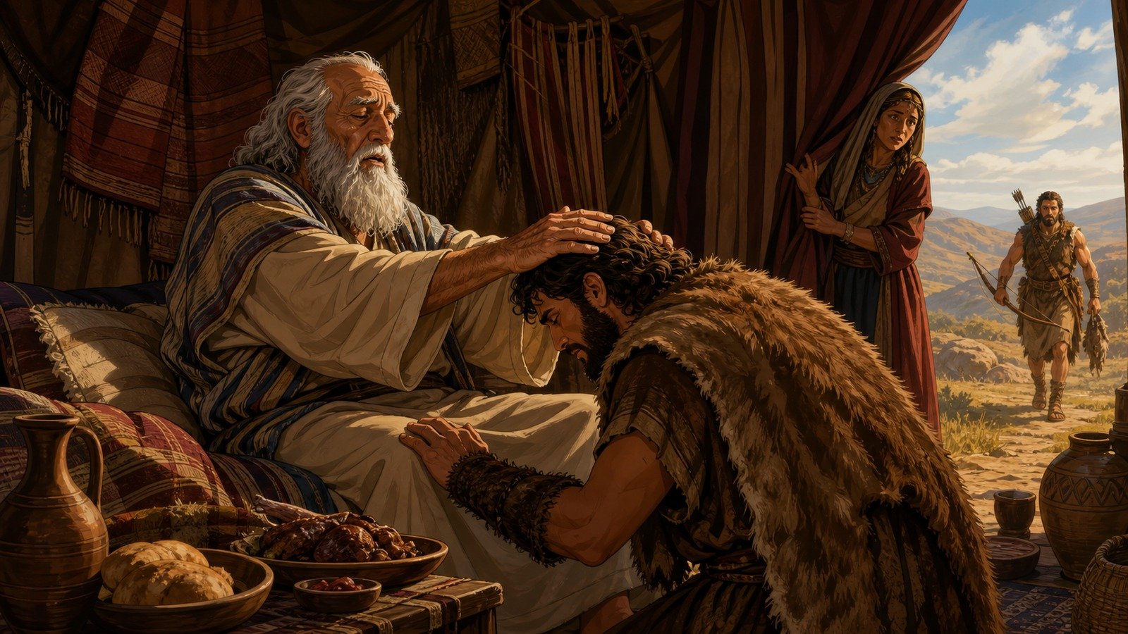 تصویر رویداد: فریب اسحاق به دست یعقوب و گرفتن برکت