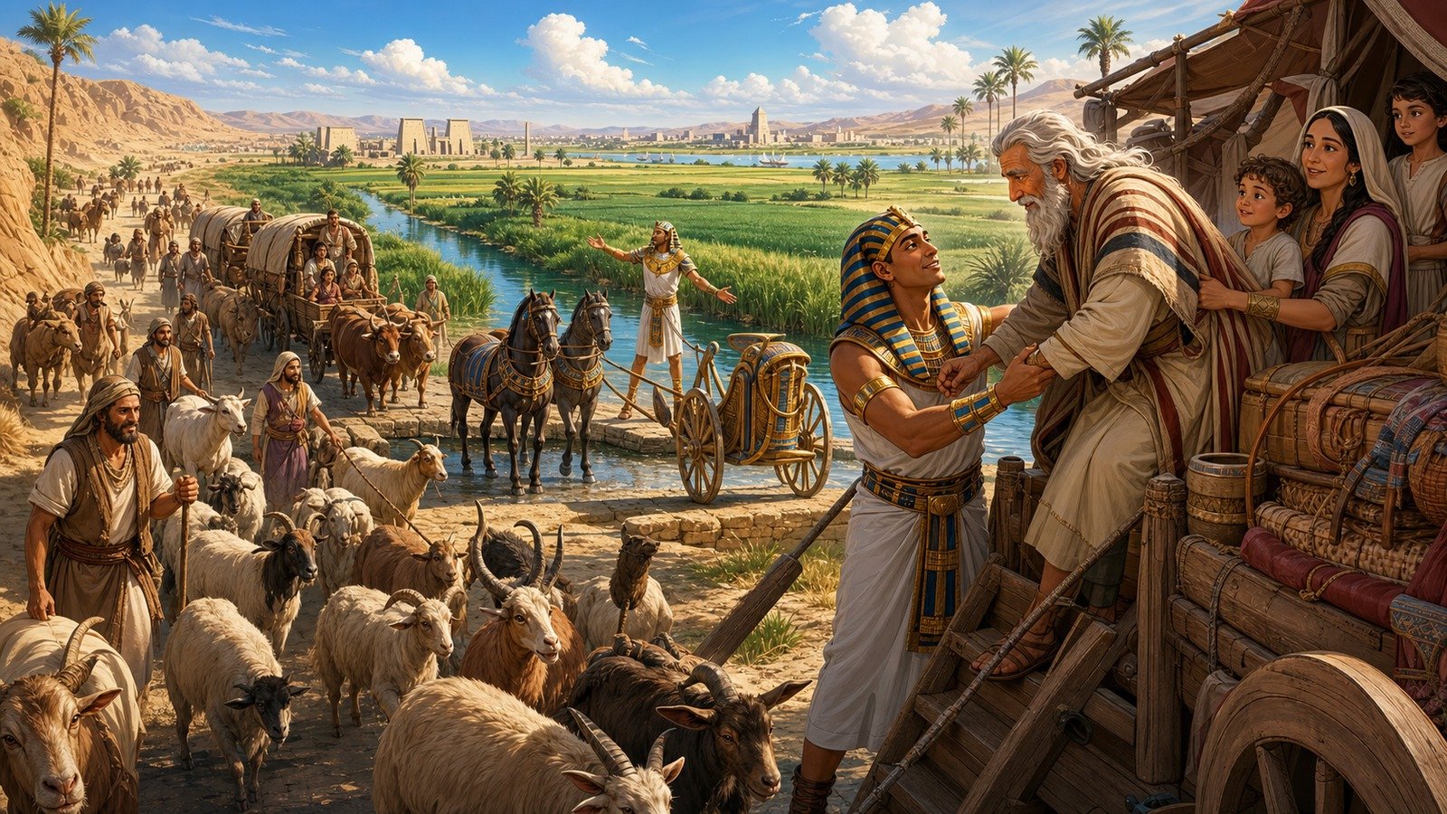 تصویر رویداد: کوچ خانوادهٔ یعقوب به مصر و اسکان در جوشن